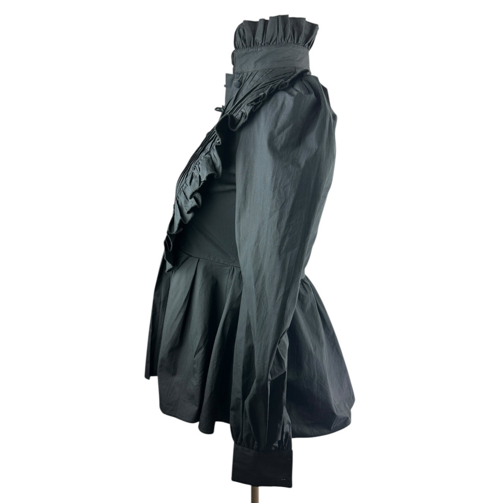 *Flawed* Victorian Choice Black Blouse Steampunk Witchy Goth Button Top Medium - Picture 12 of 16